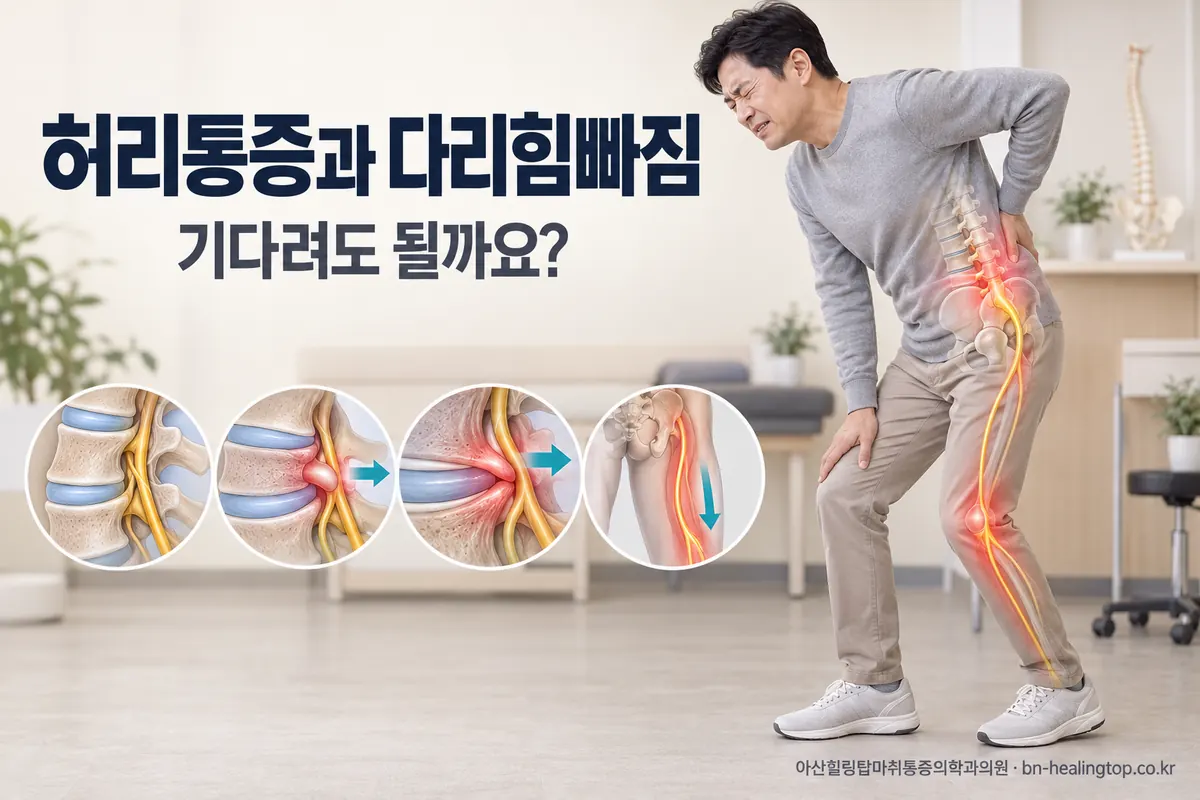 허리가 아프고 다리 힘이 빠질 때, 기다려도 될까요?