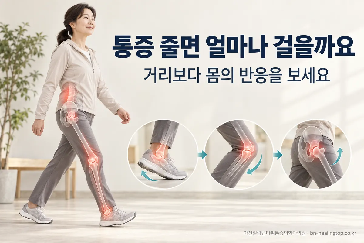 통증이 줄었는데 얼마나 더 걸어도 될까요