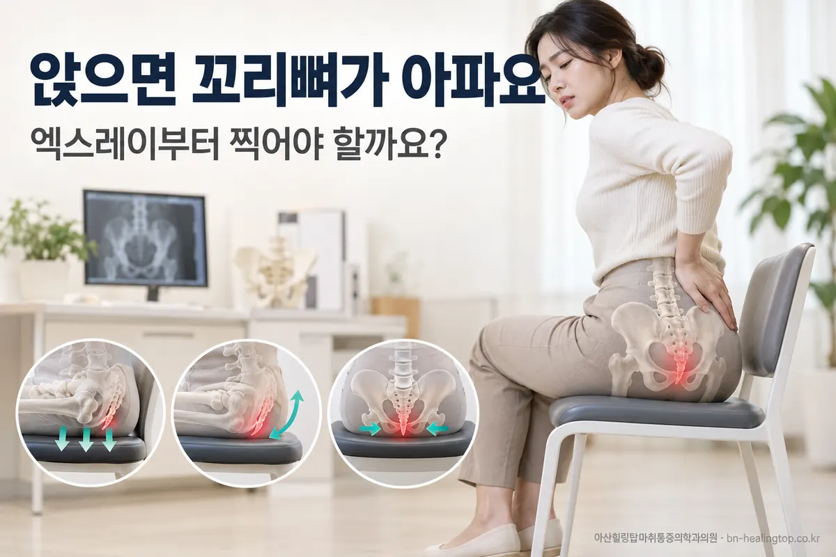 앉으면 꼬리뼈가 아픈데, 엑스레이부터 찍어야 할까요?