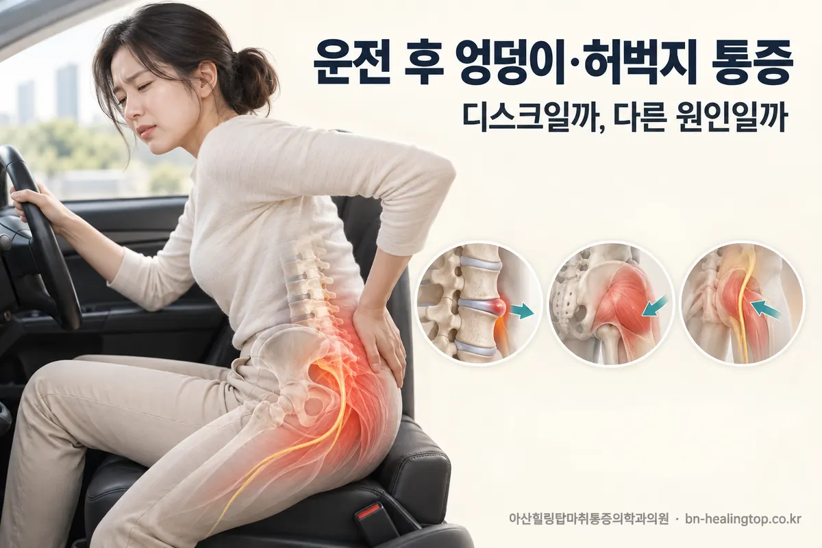 오래 운전한 뒤 엉덩이와 허벅지가 불편하면 디스크일까요?