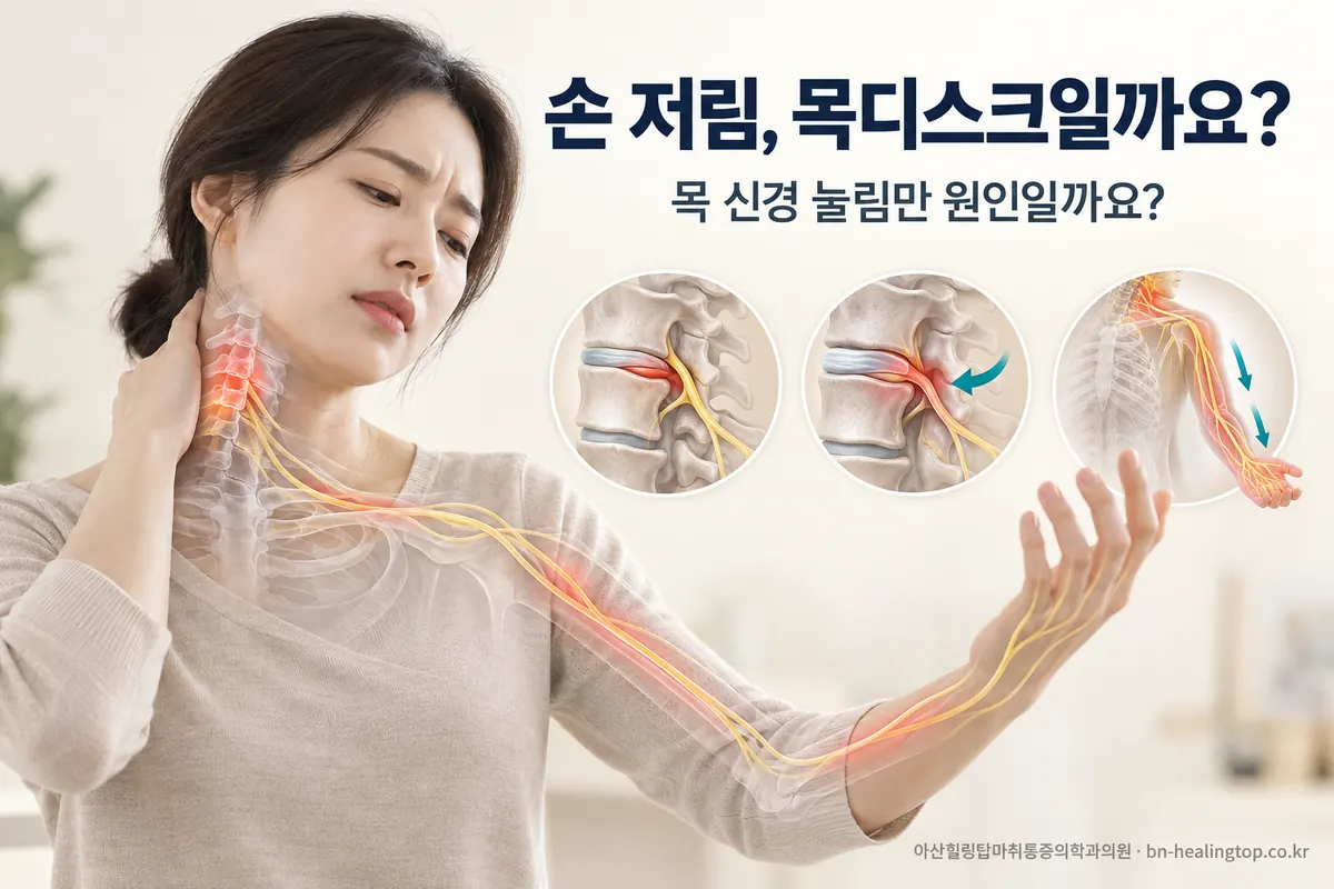 목이 뻣뻣하면서 손까지 저리면 목디스크일까요?